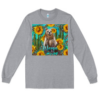 Heather Grey mama bear with sunflowers and cactus Long Sleeve Tee - Artiststas