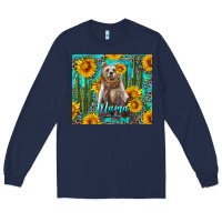 Navy mama bear with sunflowers and cactus Long Sleeve Tee - Artiststas