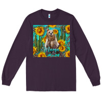 Plum mama bear with sunflowers and cactus Long Sleeve Tee - Artiststas