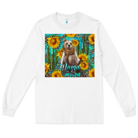 White mama bear with sunflowers and cactus Long Sleeve Tee - Artiststas