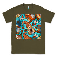 Army Green coffee and barista gnomes with glitter seamless pattern bbs Classic Tee - BundleAndBundleShop