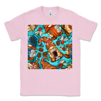 Bubblegum Pink coffee and barista gnomes with glitter seamless pattern bbs Classic Tee - BundleAndBundleShop