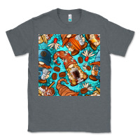 Charcoal Heather coffee and barista gnomes with glitter seamless pattern bbs Classic Tee - BundleAndBundleShop