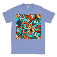 Colony Blue coffee and barista gnomes with glitter seamless pattern bbs Classic Tee - BundleAndBundleShop