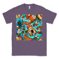 Lavender coffee and barista gnomes with glitter seamless pattern bbs Classic Tee - BundleAndBundleShop