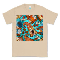 Mushroom coffee and barista gnomes with glitter seamless pattern bbs Classic Tee - BundleAndBundleShop
