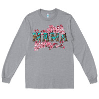 Heather Grey mama with cherry blossoms Long Sleeve Tee - Artiststas
