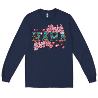Navy mama with cherry blossoms Long Sleeve Tee - Artiststas