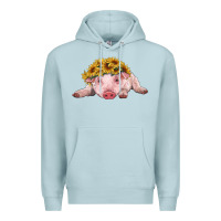Blue Mist baby pig with sunflower headband Premium Hoodie - RanaPortraitStore