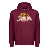 Burgundy baby pig with sunflower headband Premium Hoodie - RanaPortraitStore