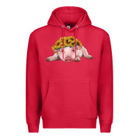 Cardinal baby pig with sunflower headband Premium Hoodie - RanaPortraitStore