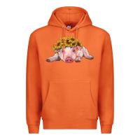 Carrot baby pig with sunflower headband Premium Hoodie - RanaPortraitStore