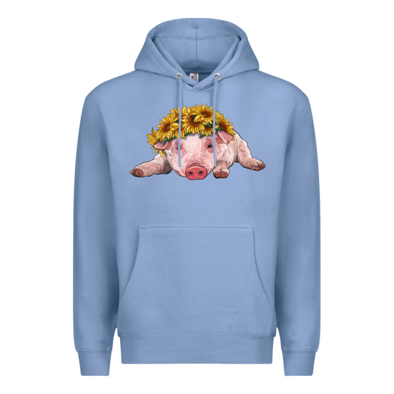 Baby Pig With Sunflower Headband Premium Hoodie by RanaPortraitStore | Teevron