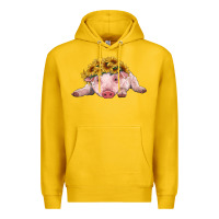 Lemon baby pig with sunflower headband Premium Hoodie - RanaPortraitStore