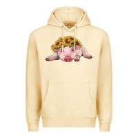 Pina Colada baby pig with sunflower headband Premium Hoodie - RanaPortraitStore