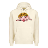 Sandshell baby pig with sunflower headband Premium Hoodie - RanaPortraitStore