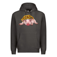 Smoke baby pig with sunflower headband Premium Hoodie - RanaPortraitStore