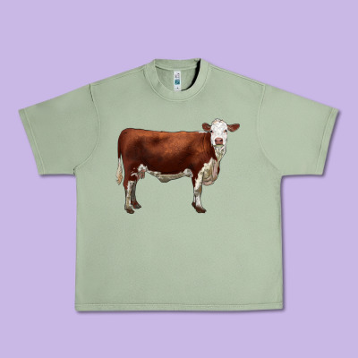 Hereford Cow Urban Heavy Tee Designed By Lillyallendesigns