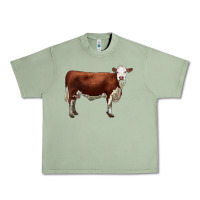 Oil Green hereford cow Urban Heavy Tee - LillyAllenDesigns