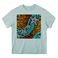 Arona tiger turquoise glitter and stars seamless pattern Heavy Core Tee - BundleAndBundleShop