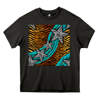 Asphalt tiger turquoise glitter and stars seamless pattern Heavy Core Tee - BundleAndBundleShop