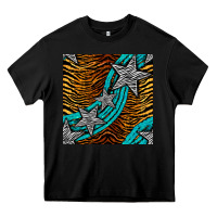 Black tiger turquoise glitter and stars seamless pattern Heavy Core Tee - BundleAndBundleShop