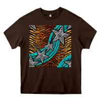 Chocolate Brown tiger turquoise glitter and stars seamless pattern Heavy Core Tee - BundleAndBundleShop