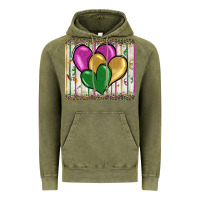 Vintage Olive mardi gras heart Vintage Hoodie - BarkalooDesign