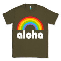 Army Green Aloha Rainbow Hawaii 808 Island Hawaiian Classic Tee - linhVisuals