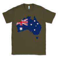 Army Green Australia Map Flag Drawing Line Art Classic Tee - linhVisuals