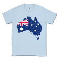 Dusty Blue Australia Map Flag Drawing Line Art Classic Tee - linhVisuals