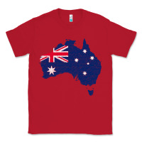 Red Australia Map Flag Drawing Line Art Classic Tee - linhVisuals