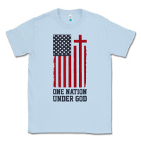 Dusty Blue american flag one nation under god Classic Tee - linhVisuals