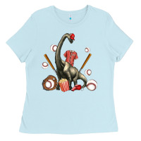 Baby Blue brachiosaurus with baseball Ladies Tee - Artiststas