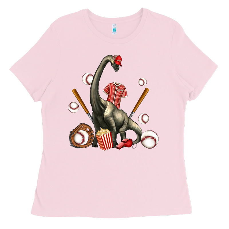 Brachiosaurus With Baseball Ladies Tee by Artiststas | Teevron