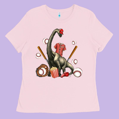 Brachiosaurus With Baseball Ladies Tee Designed By Artiststas