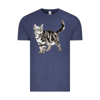 Vintage Denim American Shorthair Cat Vintage Tee - LillyAllenDesigns