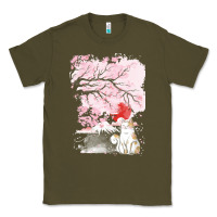 Army Green japan t  shirt sakura cat t  shirt Classic Tee - linhVisuals