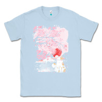Dusty Blue japan t  shirt sakura cat t  shirt Classic Tee - linhVisuals