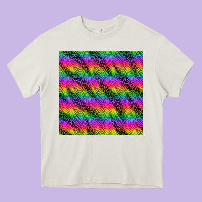 Neon Rainbow Leopard Zebra Seamless Pattern Heavy Core Tee Designed By Bundleandbundleshop