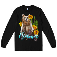 Black mama bear with sunflowers and cactus Long Sleeve Tee - Artiststas