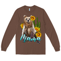 Chestnut mama bear with sunflowers and cactus Long Sleeve Tee - Artiststas