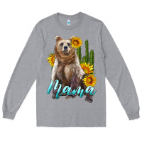 Heather Grey mama bear with sunflowers and cactus Long Sleeve Tee - Artiststas