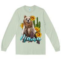 Matcha mama bear with sunflowers and cactus Long Sleeve Tee - Artiststas