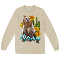 Mushroom mama bear with sunflowers and cactus Long Sleeve Tee - Artiststas