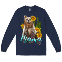 Navy mama bear with sunflowers and cactus Long Sleeve Tee - Artiststas