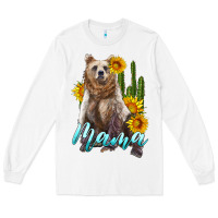 White mama bear with sunflowers and cactus Long Sleeve Tee - Artiststas