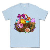 Dusty Blue Easter Eggs Hamper Classic Tee - BundleAndBundleShop