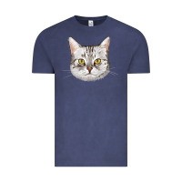 Vintage Denim American Shorthair Cat Face Vintage Tee - LillyAllenDesigns
