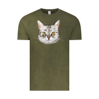 Vintage Olive American Shorthair Cat Face Vintage Tee - LillyAllenDesigns